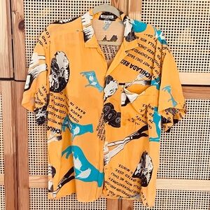 Vintage Esprit Sport Camp Shirt Cooking/TexMex Cow Print